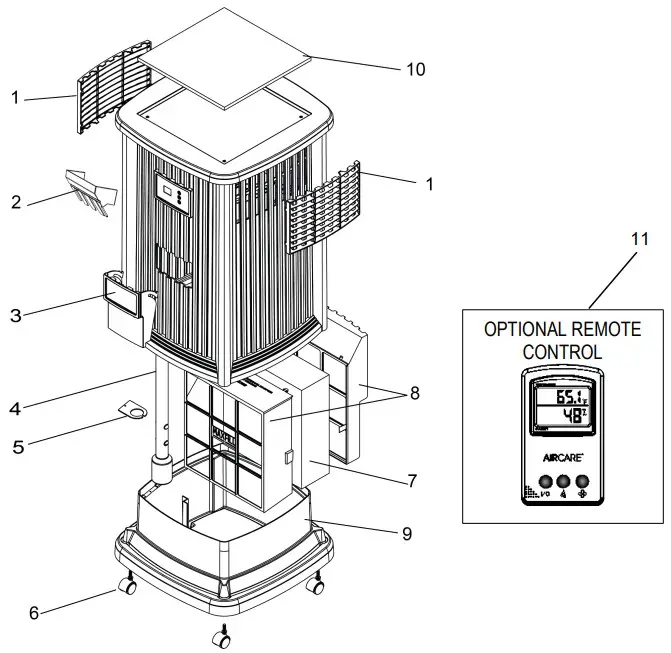 AIRCARE Humidificateur évaporatif sur pied - LISTE DES PIÈCES DE RÉPARATION