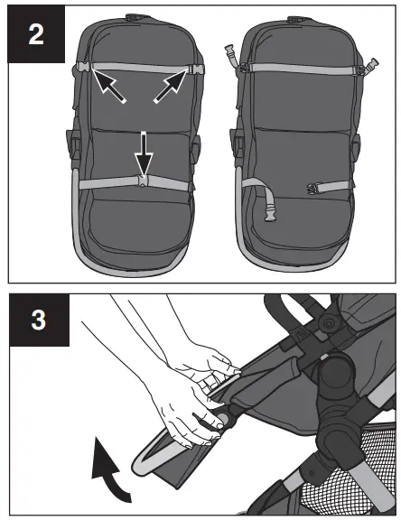 Poussette modulaire Evenflo Pivot Xpand - derrière les jambes