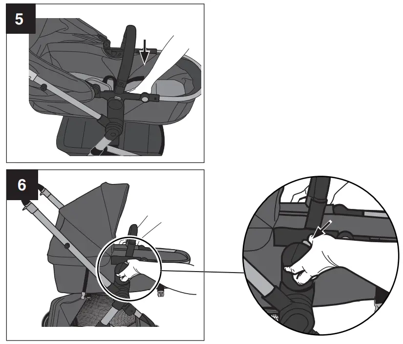 Evenflo Pivot Xpand Modular Stroller - Appuyez sur l'intérieur du siège de l'enfant pour aplatir l'intérieur.