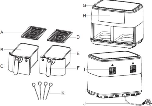 KITCHEN HQ 761-724 Friteuse à air-FIG2