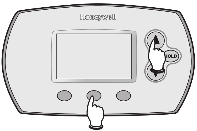 Thermostats Honeywell FocusPRO séries 5000-6000 - Pour commencer, appuyez et maintenez enfoncée la touche