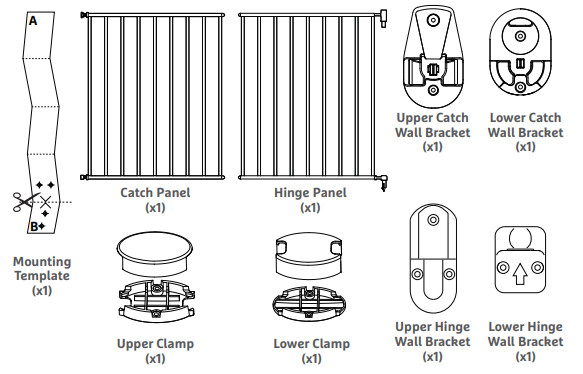 Munchkin Barrière métallique extensible à pousser pour fermer PIÈCES INCLUSES