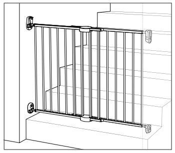 Barrière métallique extensible Push to Close munchkin EN BAS D'ESCALIER