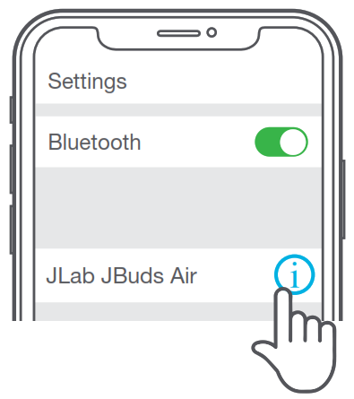 JLAB JBUDS Air True Wireless Earbuds -Entrez dans les paramètres de votre appareil Bluetooth et oubliez les JBuds Air.