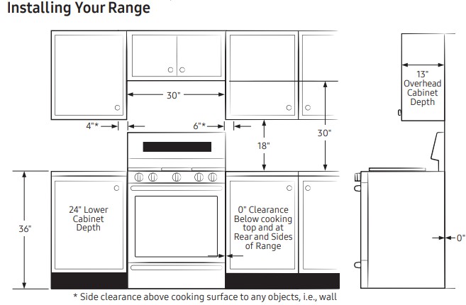 SAMSUNG Cuisinière à gaz autoportante avec Installation de la cuisinière