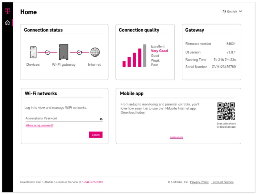 Guide de l'utilisateur de la passerelle Internet domestique T-Mobile KVD21 5G - Écran d'accueil