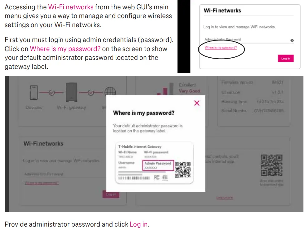 Guide de l'utilisateur de la passerelle Internet domestique T-Mobile KVD21 5G - Écran des réseaux Wi-Fi