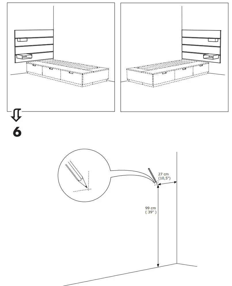 IKEA 903.727.98 Nordli Headboard Instruction Manual - Assembly 6