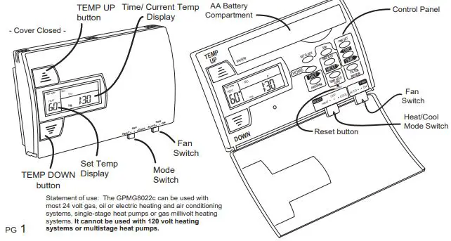 Manuel du thermostat Ritetemp 8022C-fig1