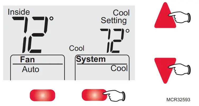 Honeywell RTHL3550 Non-Programmable Digital Thermostat-Adjust the temperatureNe