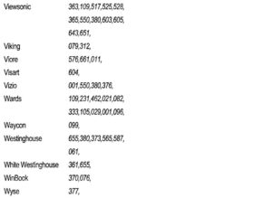 CODES DE CONFIGURATION POUR LA TV FIG 14