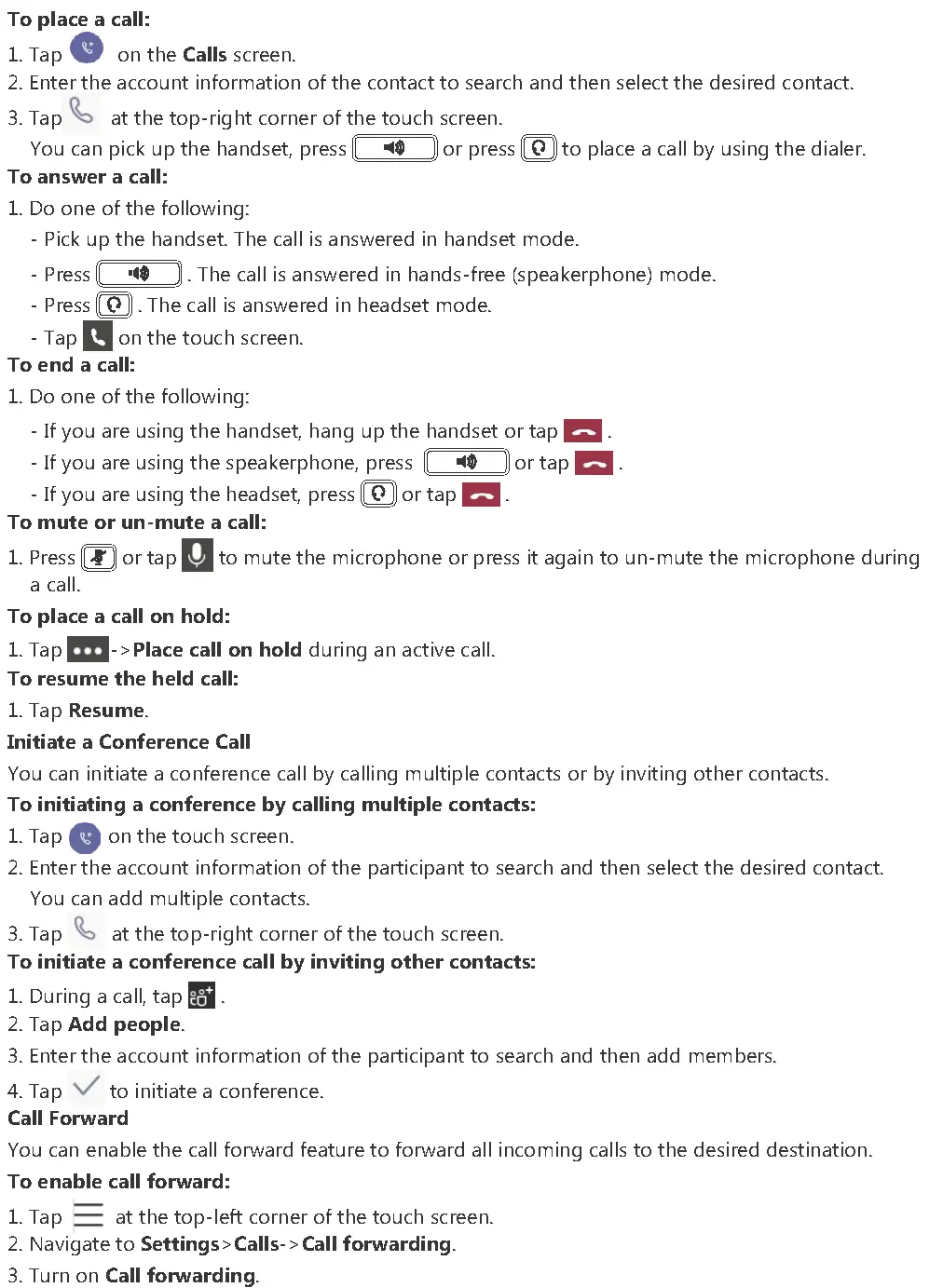 Fonctions d'appel de base