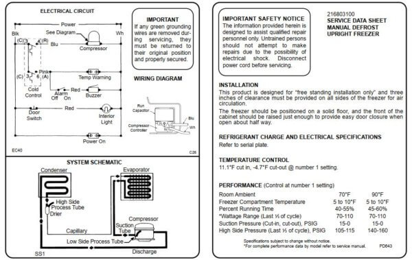 Frigidaire Upright Freezer Manual Notes 1