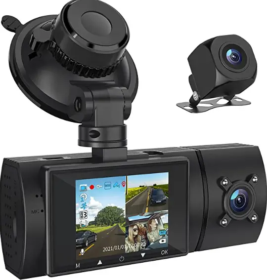 GALPHI 3 Channel Dash Cam Front and Rear Inside FIG 1