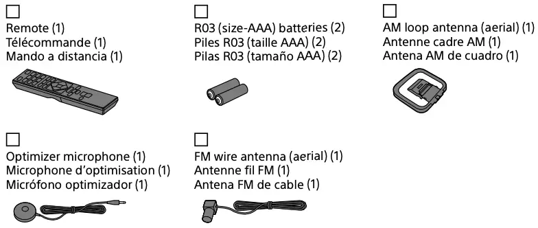 Accessoires fournis