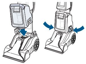 Bissell Powerforce Powerbrush Pet Instructions - . Pour continuer le nettoyage, alignez le bas du réservoir sur la base et fixez-le en place à l'aide des loquets.