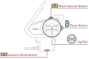 SENA 50S Système de communication Bluetooth pour motos avec boutons d'interphonie en maille