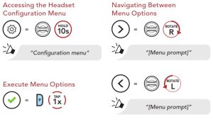 SENA 50S Système de communication Bluetooth pour motocyclette avec interphone maillé - Menu de configuration