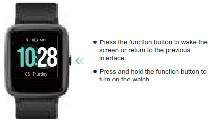 VeryFitPro ID205L Smart Watch - Bouton de fonction