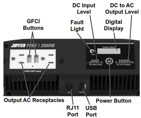 JUPITER 57272 Pure 2000 Watt Pure Shine Wave Inverter - Output