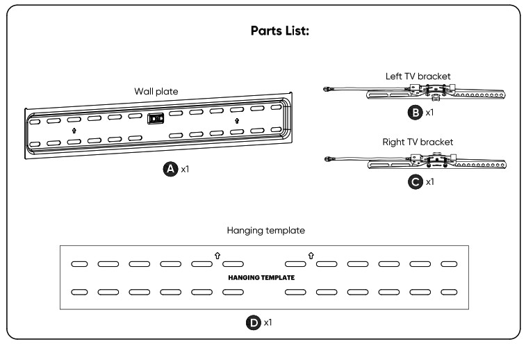 Onn 50-86 Support mural TV inclinable - Pièces détachées