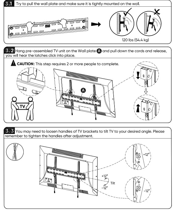 Support mural TV inclinable Onn 50-86 - Étape 3b