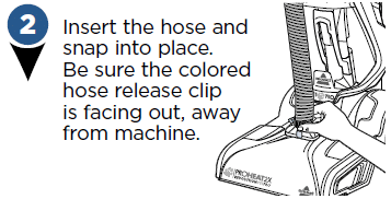 Bissell-Proheat-2x-Revolution-Insérez le tuyau et enclenchez-le.