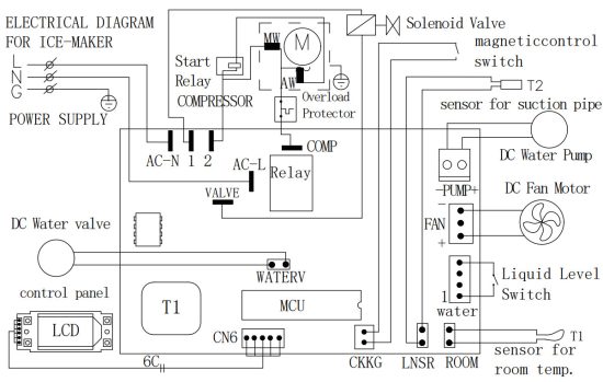 FREE VILLAGE HZB-18F Machine à glaçons automatique portable - DIAGRAMME DE CIRCUIT