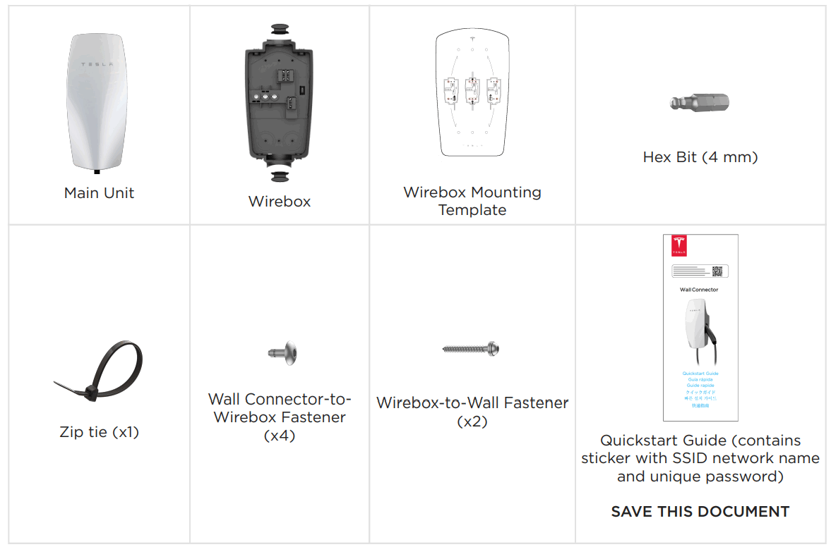 Tesla Gen 3 Wall Connector Manual - the Box