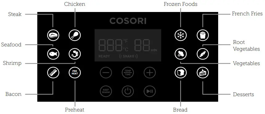 COSORI CP168-AF Pro Gen Quart Air Fryer - Presets