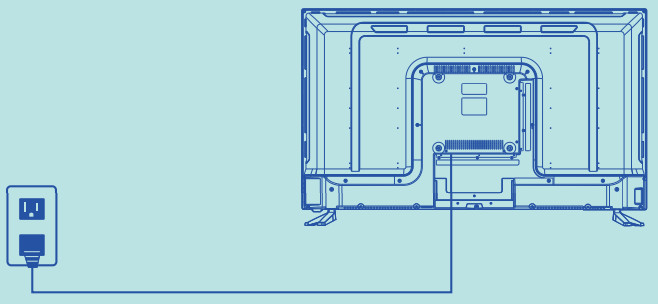 Onn 43 UHD Digital LED TV - connectez le câble d'alimentation à la prise de courant.