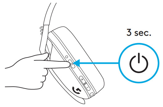 Logitech G435 Wireless Gaming Headset - Mise hors tension