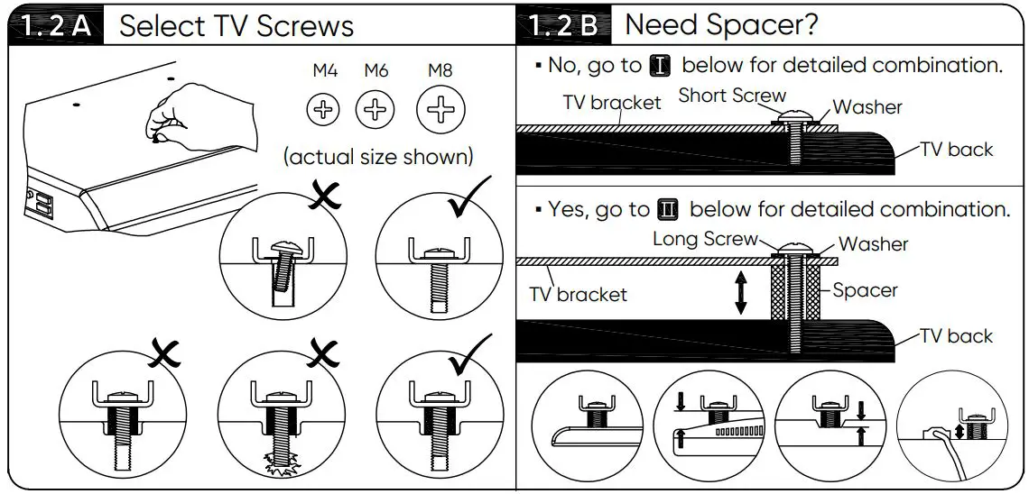 onn 100027961 50-Inch Full Motion TV Wall Mount User Guide - Select TV Screws