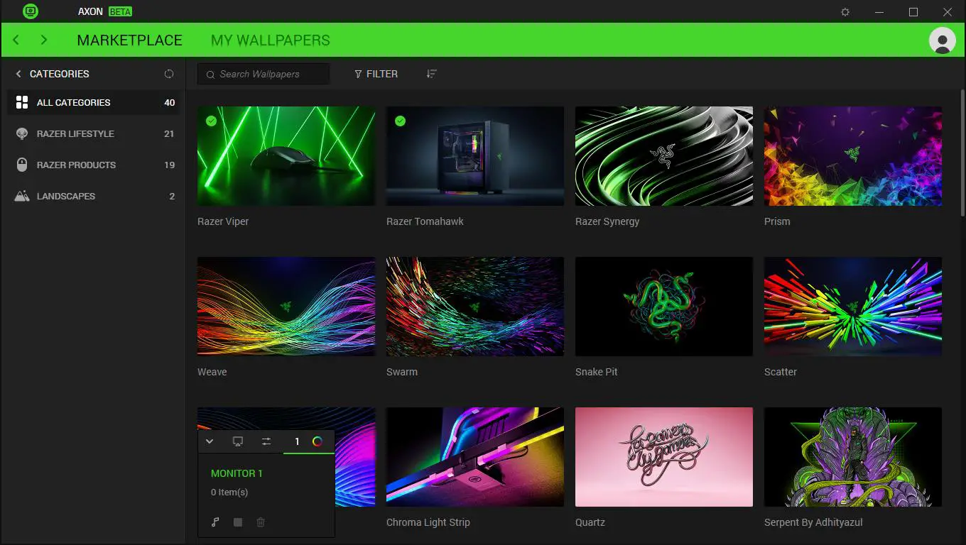 RAZER Axon Wallpaper PC App - PLAYLIST