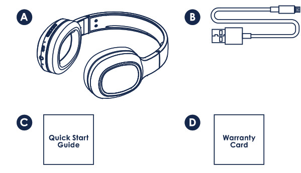 Casque d'écoute sans fil PKHP100 de packed party - Contenu de la boîte