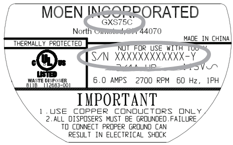 Broyeur à déchets MOEN GXP50C avec cordon d'alimentation - fig 26