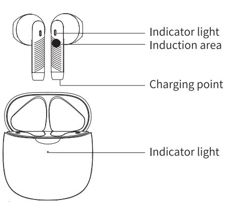 Amazon J51 Wireless Bluetooth 5.3 Earbuds Stereo Bass Instruction Manual - Vue d'ensemble du produit