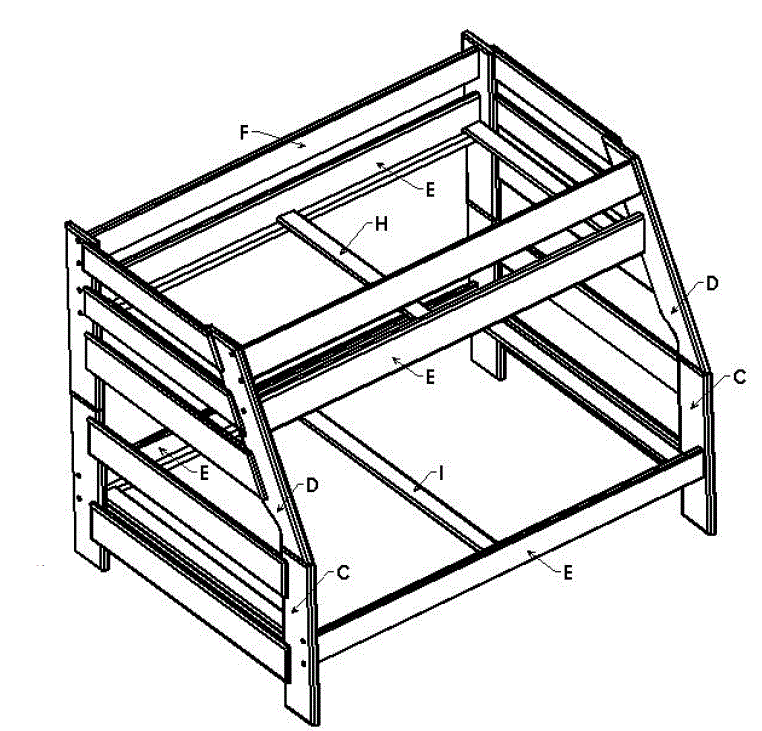 TRENDWOOD Piper Twin Full Bunk Bed FIG 1