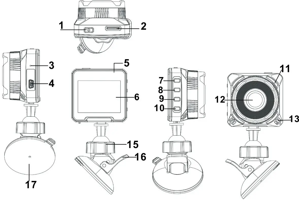 SCA Full HD 1080P Dash Cam Structure du produit