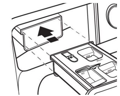 Whirlpool Front Load Washer Owner's Manual - Aligning edges of dispenser with guides in washer