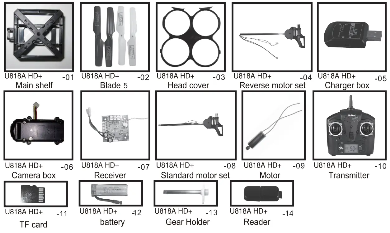 USA Toyz U818A HD+ RC Drone with Camera - pièces détachées