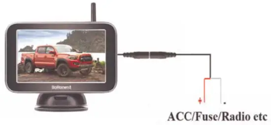 DoHonest V25 HD Digital Wireless Backup Camera and Monitor Kit - Power connect