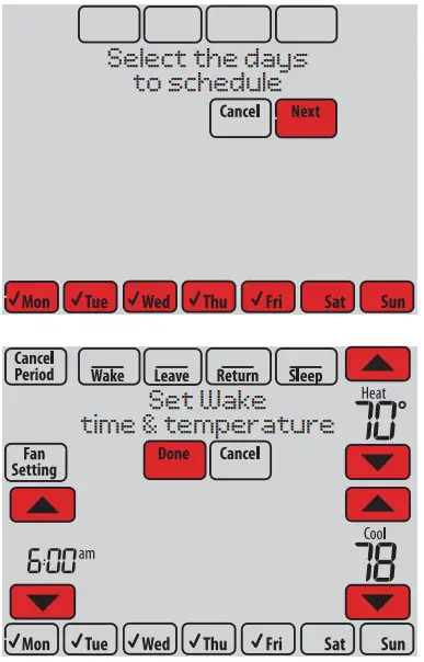 Honeywell TH8110R1008 Vision PRO 8000 Touch - Réglage des programmes 1