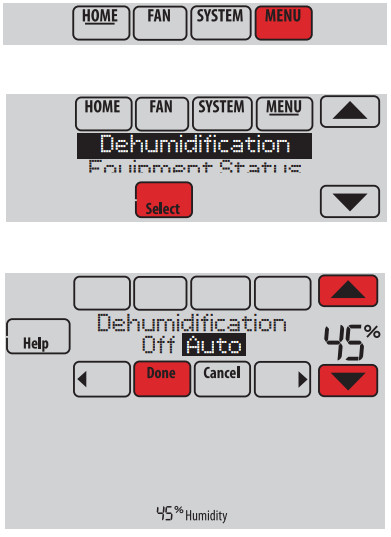 Honeywell TH8110R1008 Vision PRO 8000 Touch - Réglage de la déshumidification