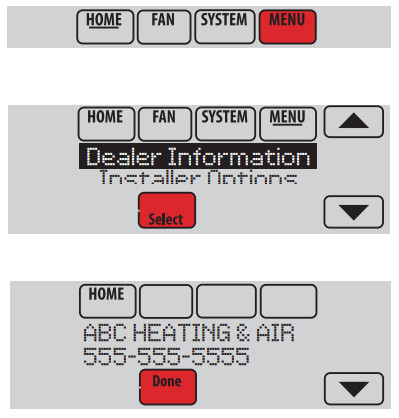 Honeywell TH8110R1008 Vision PRO 8000 Touch - Visualisation des informations du revendeur