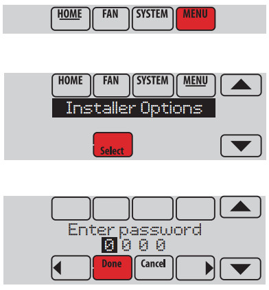 Honeywell TH8110R1008 Vision PRO 8000 Touch - Options pour l'installateur