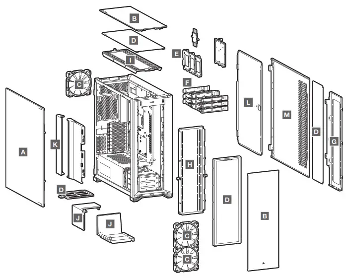 CORSAIR 7000D7000D AIRFLOW Full Tower PC Case - CARACTÉRISTIQUES DU CASE