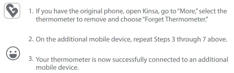 Instructions du thermomètre frontal intelligent sans contact kinsa QuickScan - Pour configurer votre thermomètre avec des appareils mobiles supplémentaires