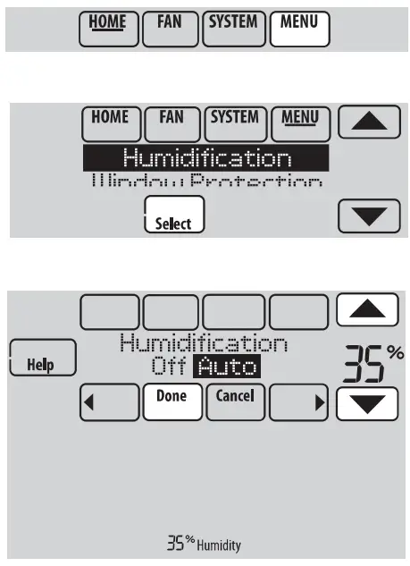 Réglages de l'humidification