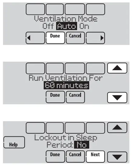 Options de ventilation